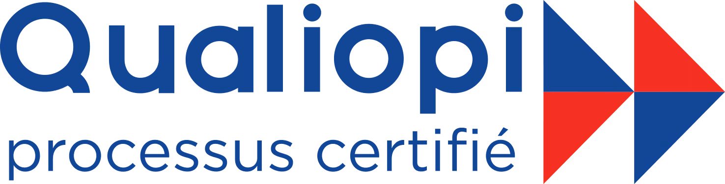 Logo de la certification "Qualiopi". La baseline indique "processus certifié" 